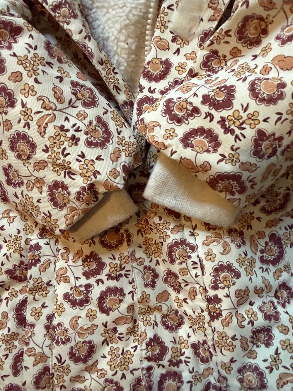 Rylee + Cru Cream Floral Snowsuit with Faux Fur Hood - Picture 3 of 3
